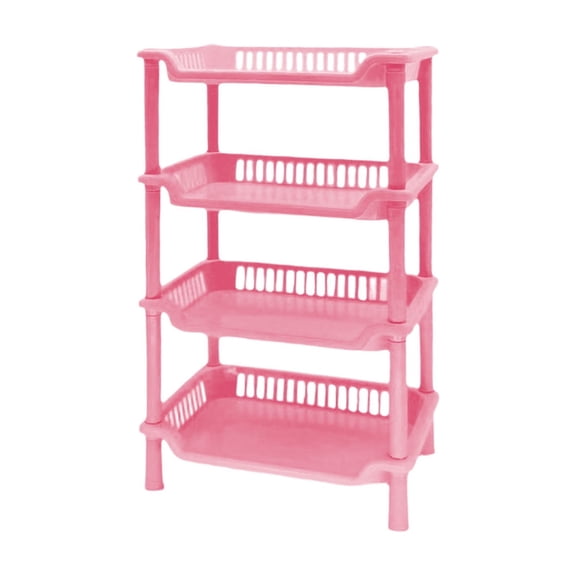 Bathroom Shelf, 4 Layers Bathroom Stand Freestanding Multipurpose Rack Organizer Detachable Shower Caddies Organizer Toilet Shelf Unit for Home Pink