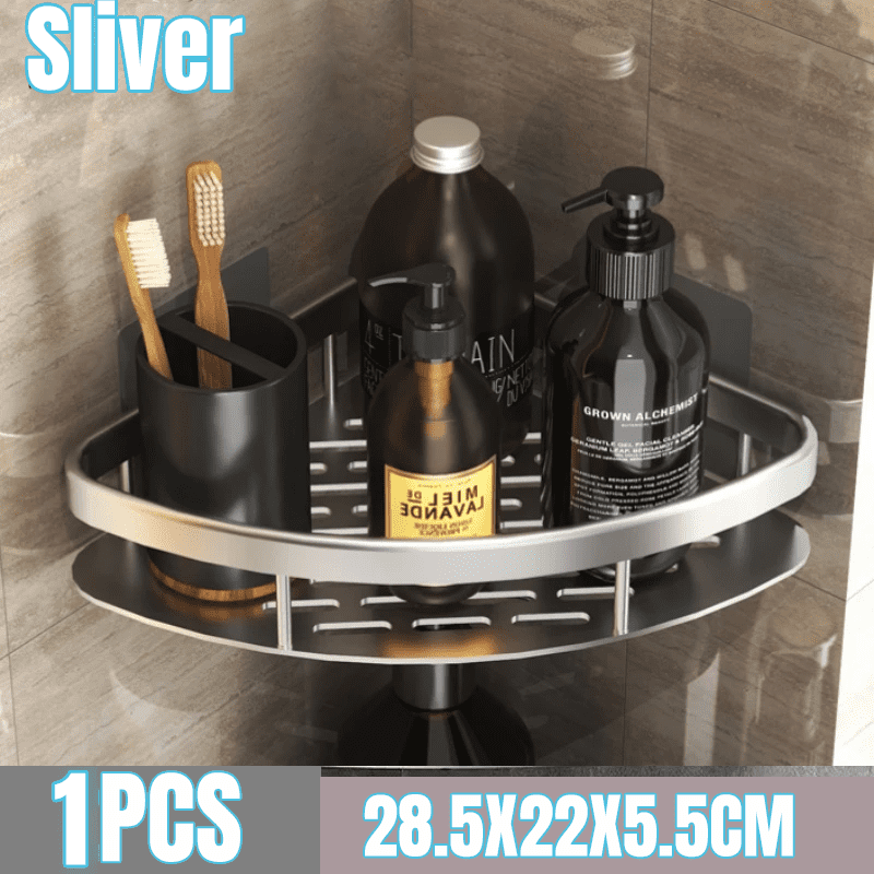 Bathroom Shelf Aluminum Alloy Shampoo Rack Makeup Storage Organizer ...