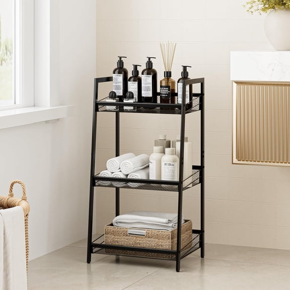 Bathroom Shelf, Bathroom Organizer and Storage for Small Space, Free-Standing Metal Rack Shelves Waterproof for Kitchen, Bathroom, Laundry, Toilet