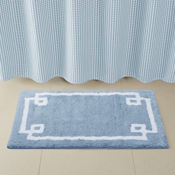 Bathroom Shelf, Cotton Tufted Bath Rug 20x30, Blue Towel Bar,Cotton Toilet Paper Holder, Bath & Faucets Bathroom Accessories Cotton Tufted Bath Rug 20x30