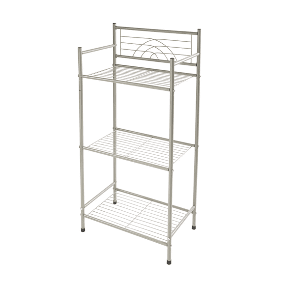 Bathroom Shelf Organizer 3-Tier Freestanding, 17.3" x 10.6" x 35.8", Satin Nickel