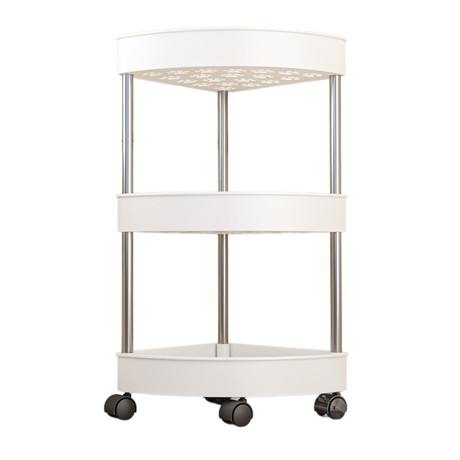 Bathroom Shelf Organizer Bathroom Corner Shelf Organizer with Rolling Wheels, 4 Tier Corner Storage Shelf with Drainage Holes for Shower, Detachable Rolling Cart for Bathroom Organization