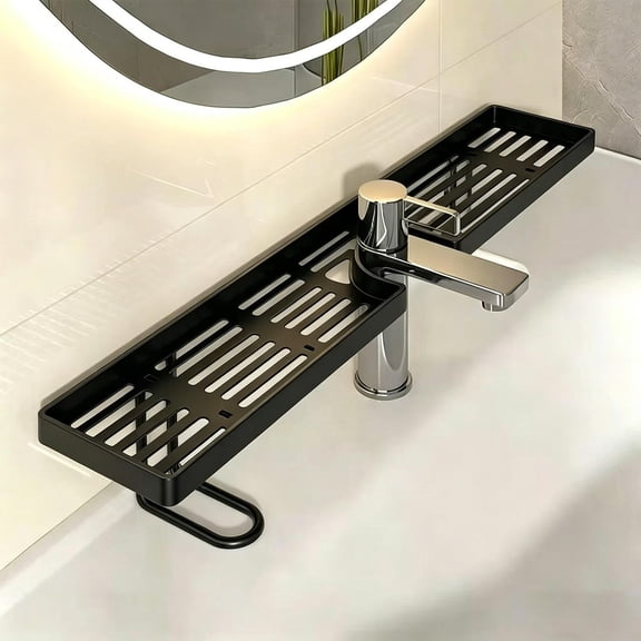 Bathroom Shelf Organizer, Kitchen Appliances, Bathroom Sink Rack Over the Sink Shelf, Floating Shelves Bathroom, Kitchen Sink Faucet Caddy Countertop Organizer, Black