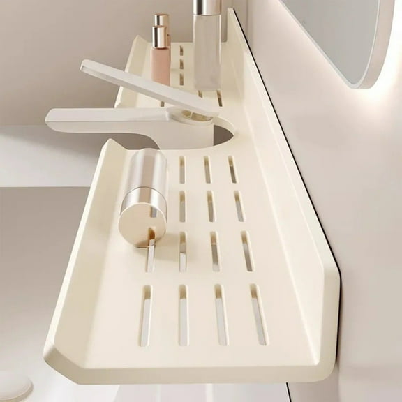 Bathroom Shelf, Over Sink Storage Organizer, No Drill Installation Hollow Drainage, Vanity and Kitchen Counter Space, Homeowners and Renters