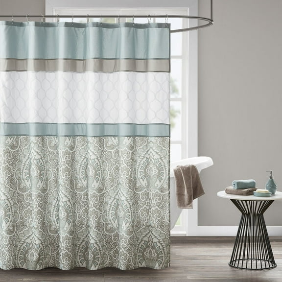 Bathroom Shelf, Printed and Embroidered Shower Curtain, Seafoam Towel Bar,Microfiber Toilet Paper Holder, Bath & Faucets Bathroom Accessories Printed and Embroidered Shower Curtain