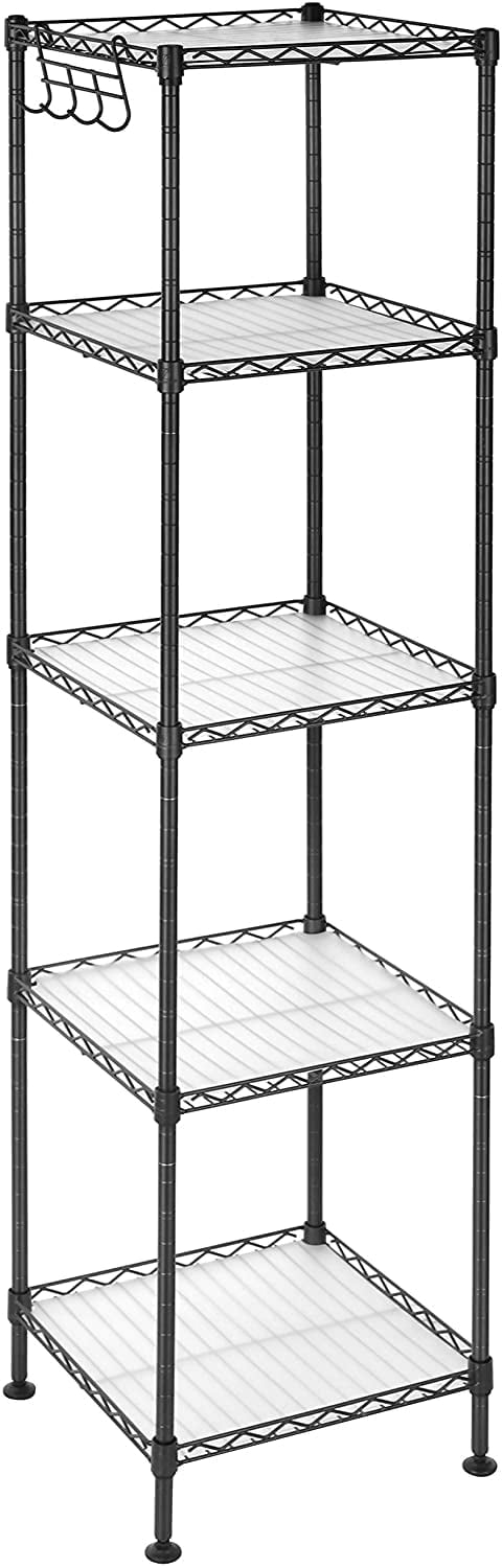 Adjustable Ink Black and Translucent 5-Tier Bathroom Shelf