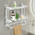 thumbnail image 1 of Bathroom Shelf Tempered Glass Floating Shelves Wall Mounted Stainless Steel Rack, 1 of 20