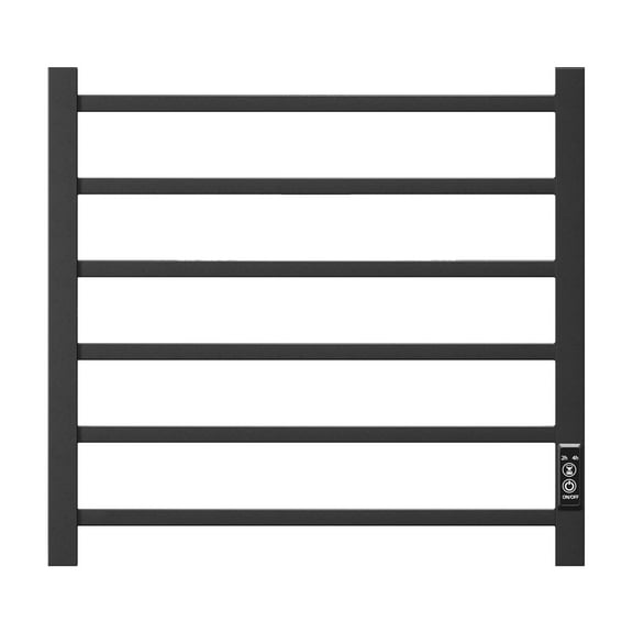 Bathroom Shelf Towel Warmer 6 Bar Electric Heated Towel Rack Wall Mount Plug-in/Bath Towel Heater Matt-Black - Timer,Towel Bar
