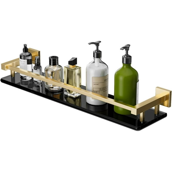 Bathroom Shelves,Gold Glass Shelf for Bathroom, Modern Floating Shelves,20 inch
