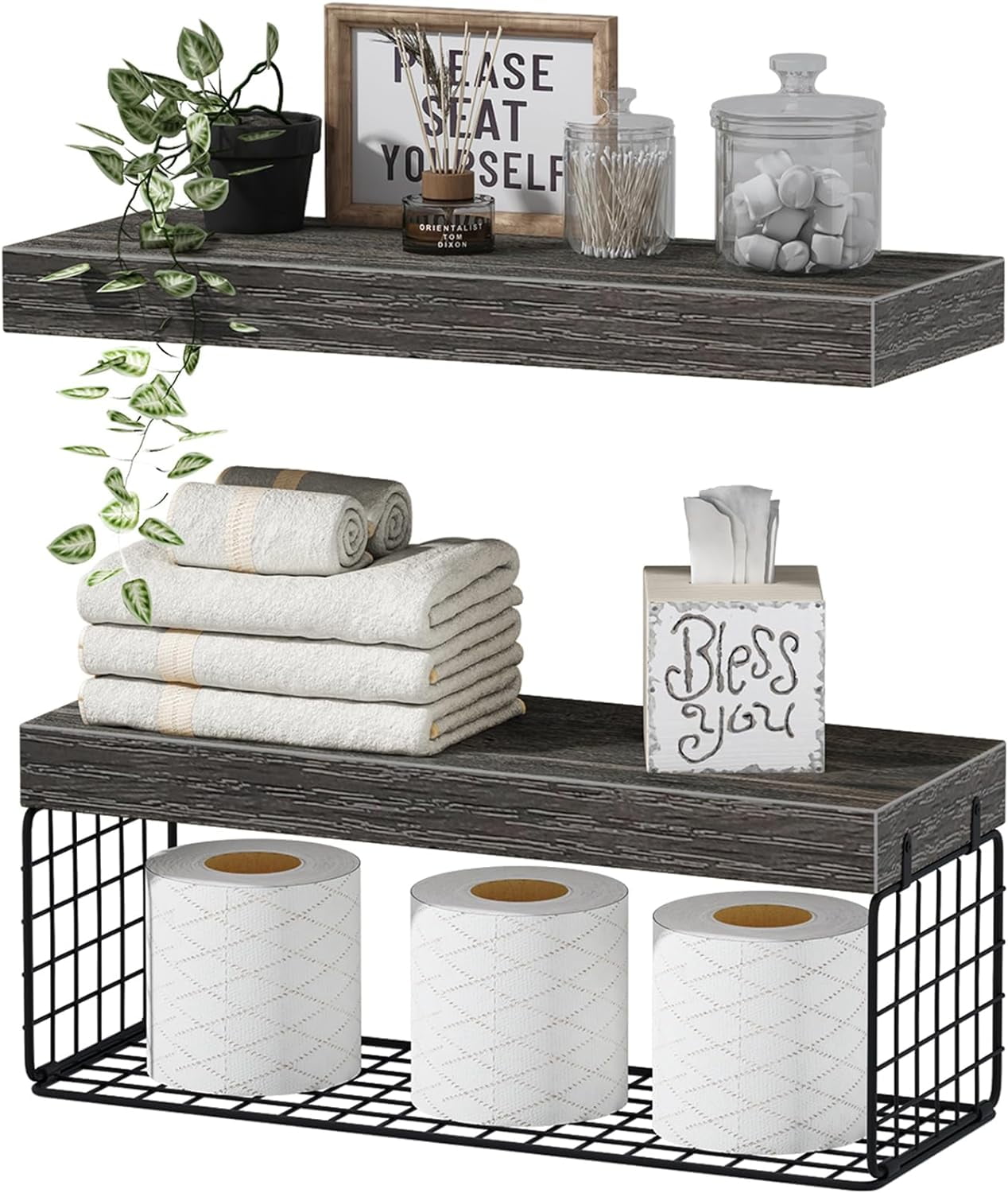 Bathroom Shelves Over Toilet - Wall Mounted Floating Shelves Toilet ...