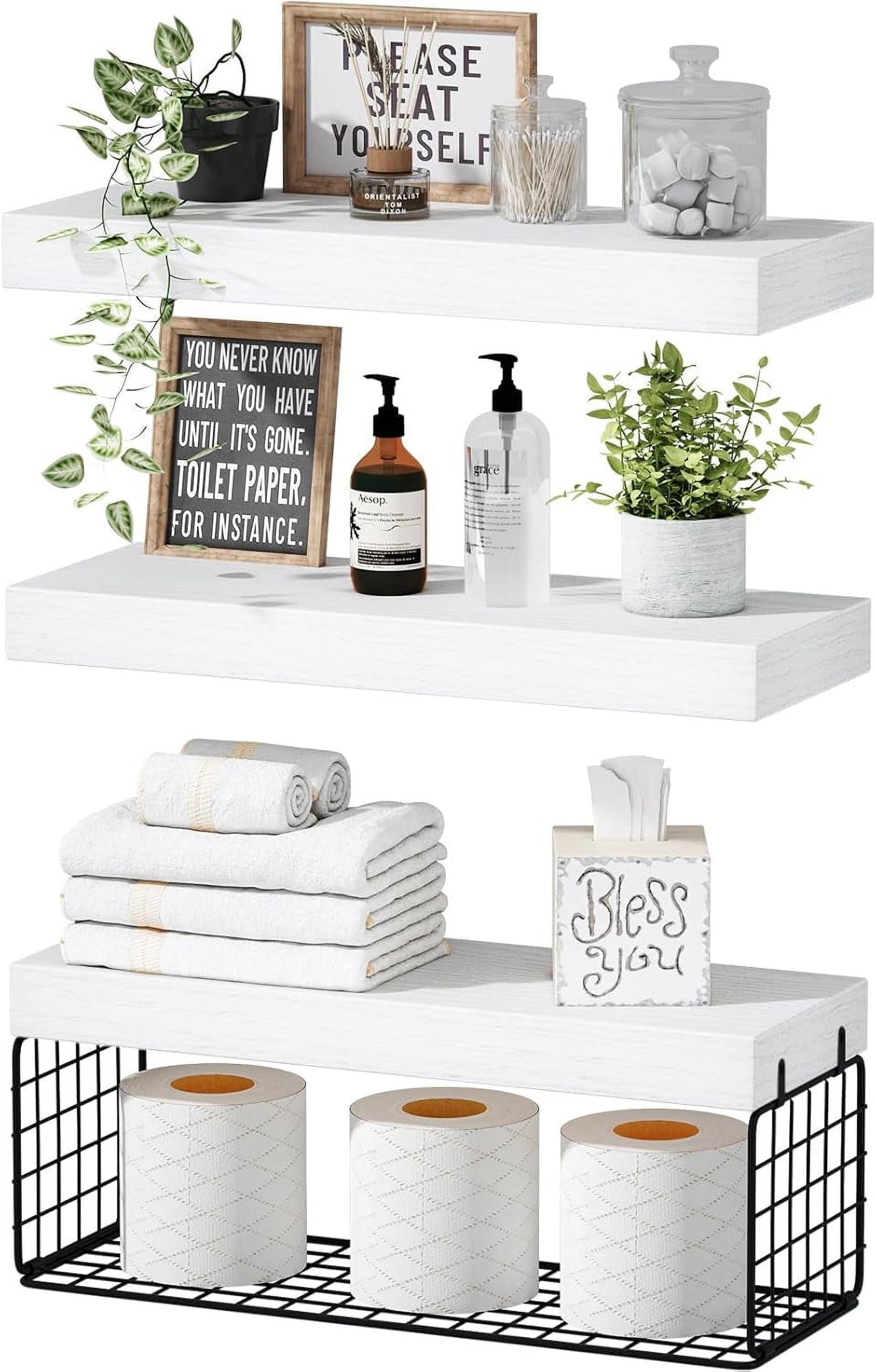 Bathroom Shelves Over Toilet - Wall Mounted Floating Shelves Toilet ...
