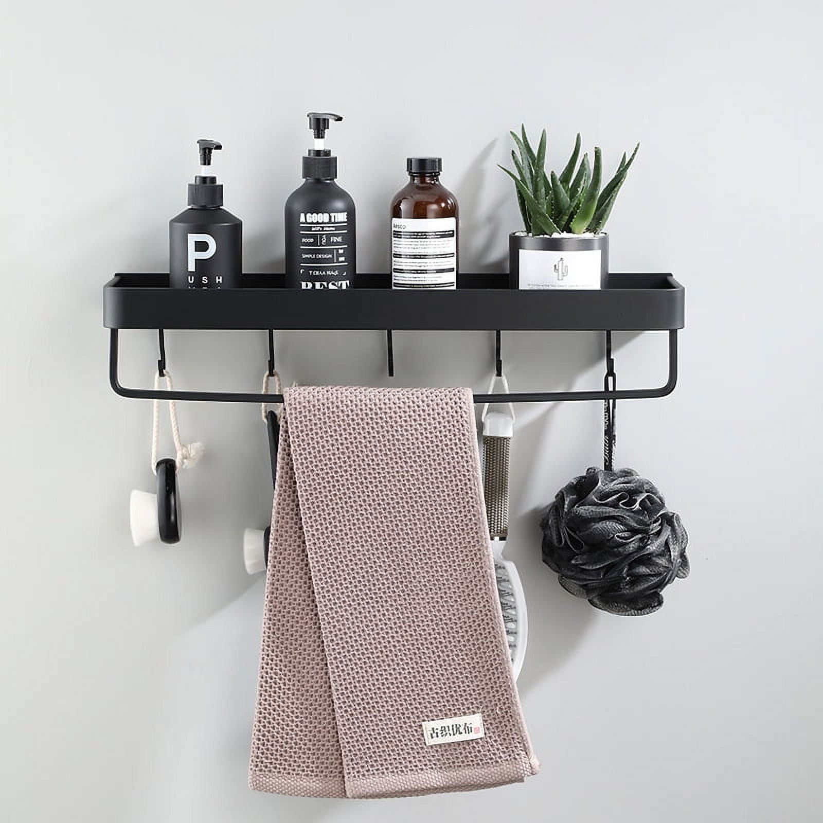 Moforoco Shower Caddy Shelf Organizer Rack, Self Adhesive Black Bathroom  Shelves Basket, Home Farmhouse Wall Shower Inside Organization and Storage