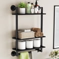 thumbnail image 1 of Bathroom Shelves Wall Mounted, 3 Tier Towel Racks with Towel Bar, 26in Stainless Steel Floating Pipe Shelves Over Toilet, Wall Shelves for Bathroom Laundry Room Kitchen Storage, 1 of 8