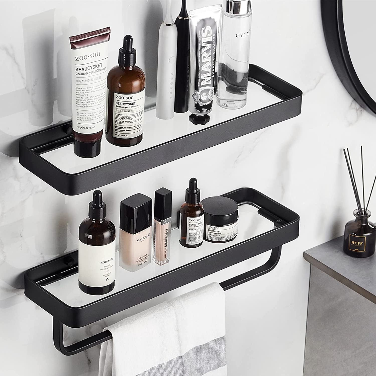 Bathroom Shelves Wall Mounted Glass Shelf for Bathroom Floating Shelf ...