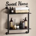 thumbnail image 1 of Bathroom Shelves Wall Mounted, Rustic Farmhouse Pipe Shelves, Wall Shelves 2-Tier, Industrial Pipe Shelving, Floating Shelf Decor for Bathroom, Bedroom, Living Room Thanksgiving 17.3in Black, 1 of 13