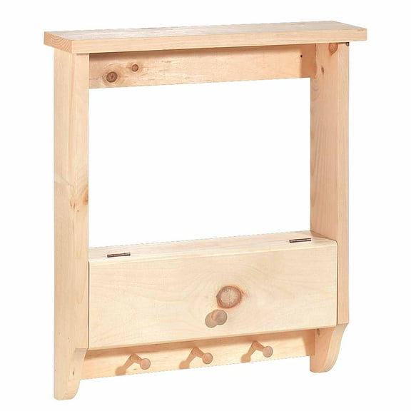 Bathroom Shelves Wall Mounted Unfinished Pine Peg Rack 19 in. Renovators Supply