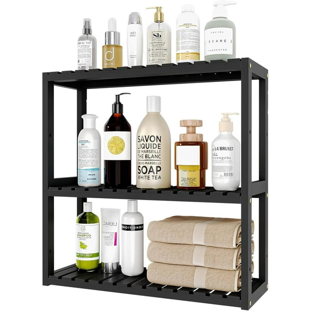 Bamworld Bathroom Shelves for Storage, Small Black Bathroom Shelf Over Toilet, Adjustable 3 ...