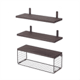 thumbnail image 1 of Bathroom Shelves over Toilet, Floating Bathroom Wall Shelves with Wire Basket, Shelf for Wall Decor Wood, 1 of 5