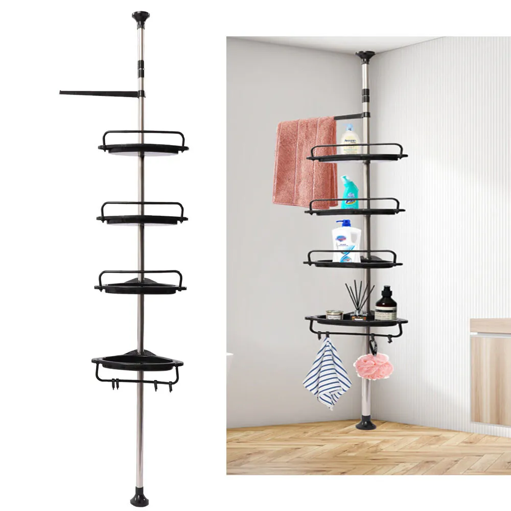 Bathroom Shower Bath Caddy Corner Storage Rack Wall Shelf Pole Organizer 4 Layer - Walmart.com