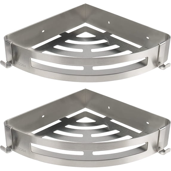 Bathroom Shower Caddy 2 Pack, 304 Stainless Steel Organizer with Hooks ...