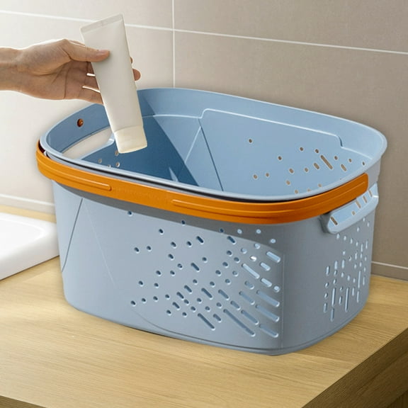 Bathroom Shower Caddy - Plastic Laundry Hamper Utility Basket Ventilated Design Space-Saving Organizer Dorm College Essential(Blue)