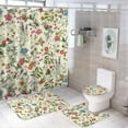 thumbnail image 1 of Bathroom Shower Curtain 4 Piece Sets, Abstract Art Flower with 72" x 72" Waterproof Shower Curtain Non-Slip Rug Toilet Lid Cover Bath Mat and 12 Hooks for Bathroom Decor Set, 1 of 8