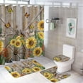 thumbnail image 1 of Bathroom Shower Curtain 4 Piece Sets, Boho Flower-4 with 72" x 72" Waterproof Shower Curtain Non-Slip Rug Toilet Lid Cover Bath Mat and 12 Hooks for Bathroom Decor Set, 1 of 8