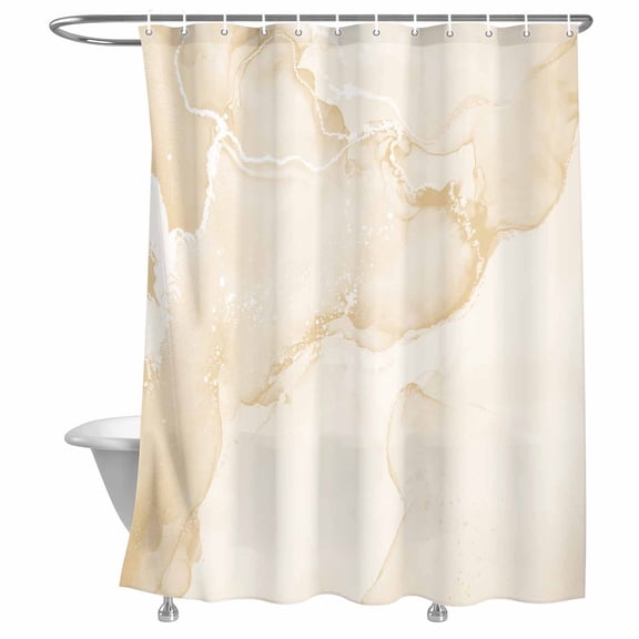 Bathroom Shower Curtain Abstract Cream White Marble Texture Waterproof Shower Curtains with Hooks, Watercolor Fluid Art Bath Curtains Bathtub Curtain Home Decor 72x72in