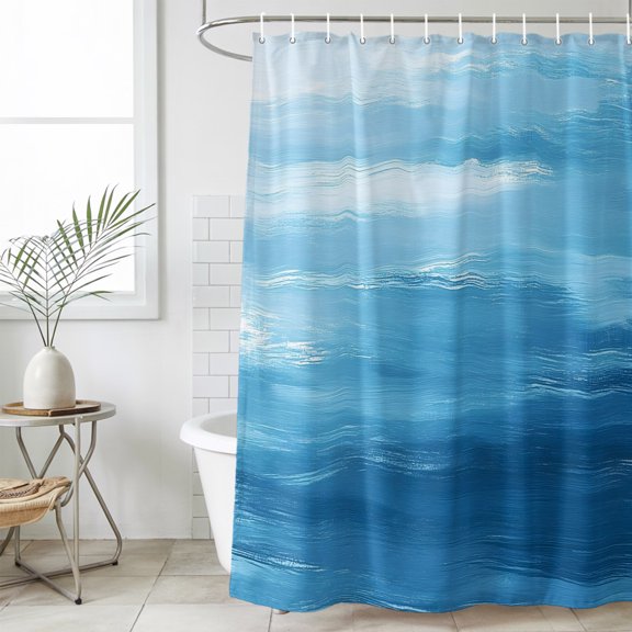Bathroom Shower Curtain Abstract Gradient Artwork Waterproof Shower Curtains with Hooks, Modern Blue Paint Art Bath Curtains Bathtub Curtain Home Decor 36x72in