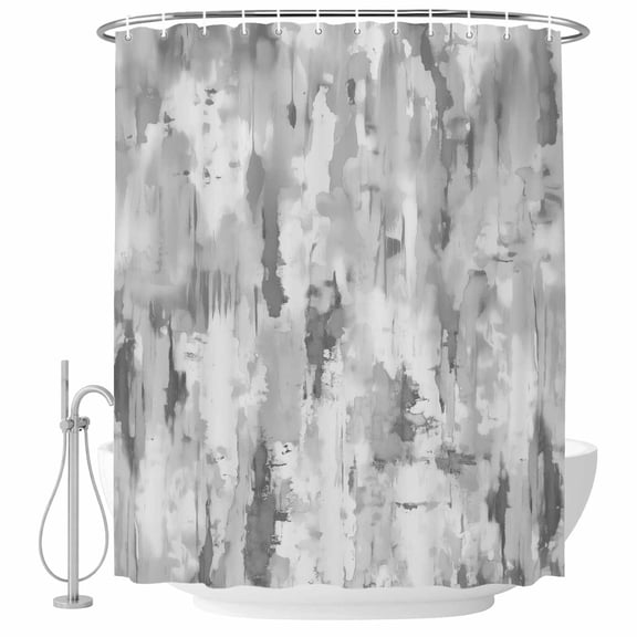 Bathroom Shower Curtain Abstract Gray White Faded Impressionism Waterproof Shower Curtains with Hooks, Vintage Art Bath Curtains Bathtub Curtain Home Decor 60x72in