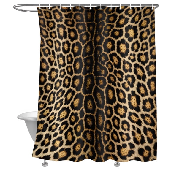 Bathroom Shower Curtain Abstract Leopard Texture Waterproof Shower Curtains with Hooks, Wild Animal Print
