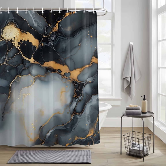 Bathroom Shower Curtain Abstract Marble Marble Texture Waterproof Shower Curtains with Hooks, Black White Gradient Bath Curtains Bathtub Curtain Home Decor 36x72in
