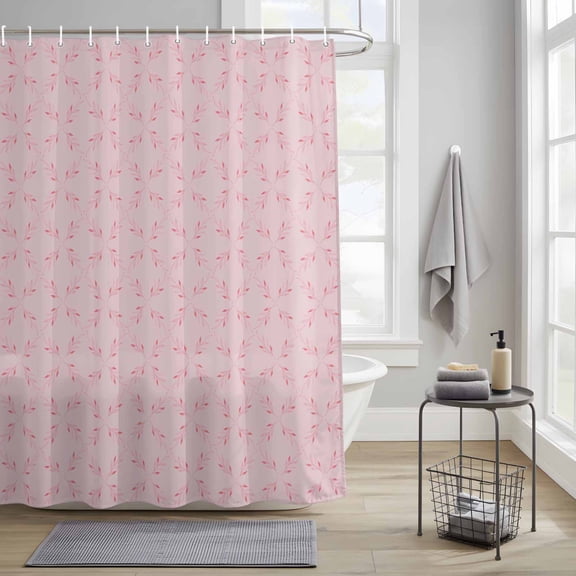 Bathroom Shower Curtain Abstract Pink Morocco Plaid Waterproof Shower Curtains with Hooks, Country Leaf Diamond Bath Curtains Bathtub Curtain Home Decor 36x72in