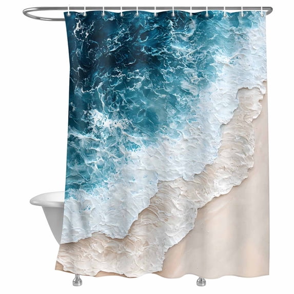 Bathroom Shower Curtain Abstract Watercolor Marine Beach Waterproof ...