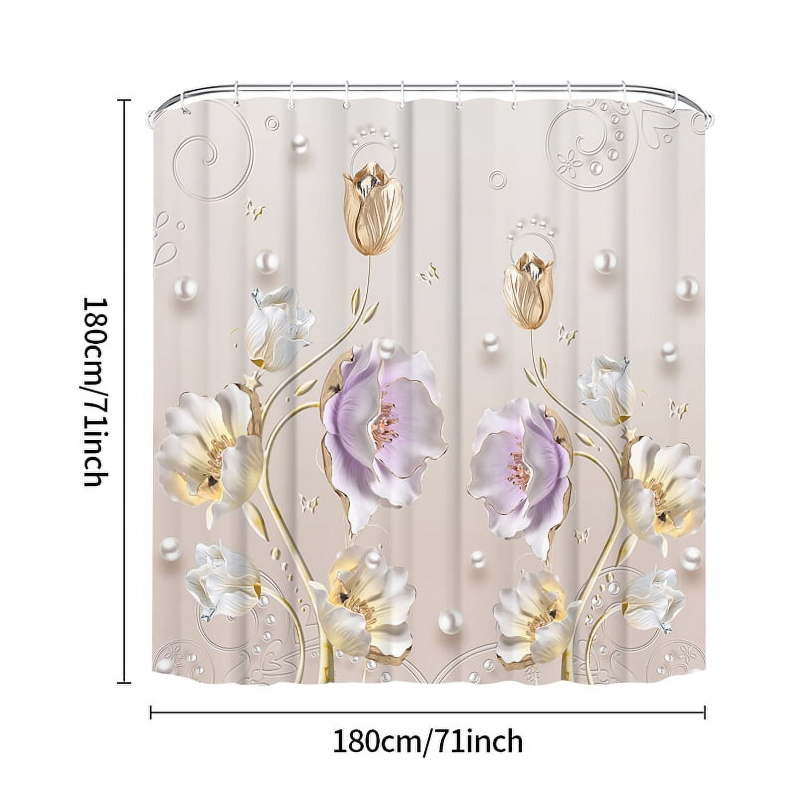 Bathroom Shower Curtain Bath Curtain Luxury Flowers Pearl Pattern