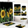 Bathroom Shower Curtain Black Flowers Sunflower Printed Bathroom