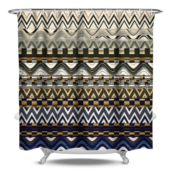 Bathroom Shower Curtain Boho Chic Style Vintage Rustic Tribal Fabric Shower Curtain with Artistic Earthy Patterns Machine Washable Waterproof Shower Curtain Perfect for Home Dorm Airbnb and Hotel