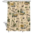 Bathroom Shower Curtain Cartoon Tractor Brown Digger Shovel Waterproof ...