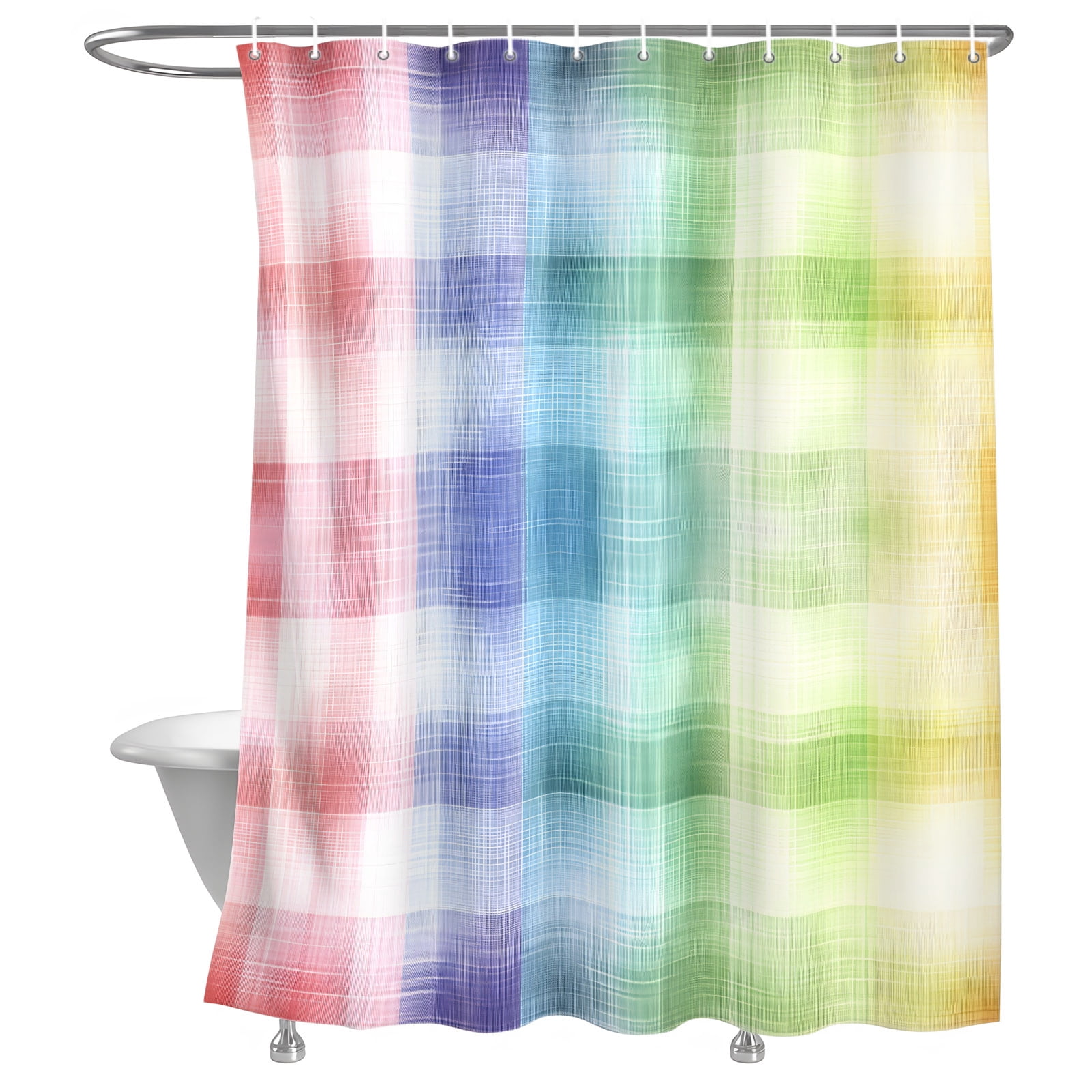 Bathroom Shower Curtain Classic Colorful Plaid Waterproof Shower ...