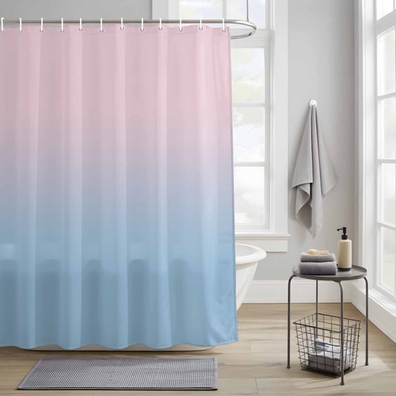 Bathroom Shower Curtain Color Ombre Art Waterproof Shower Curtains with Hooks, Pink Blue Gradient Bath Curtains Bathtub Curtain Home Decor 36x72in