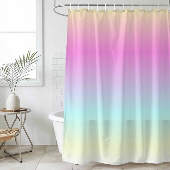 Bathroom Shower Curtain Colorful Ombre Art Waterproof Shower Curtains with Hooks, Rainbow Gradient Bath Curtains Bathtub Curtain Home Decor 36x72in