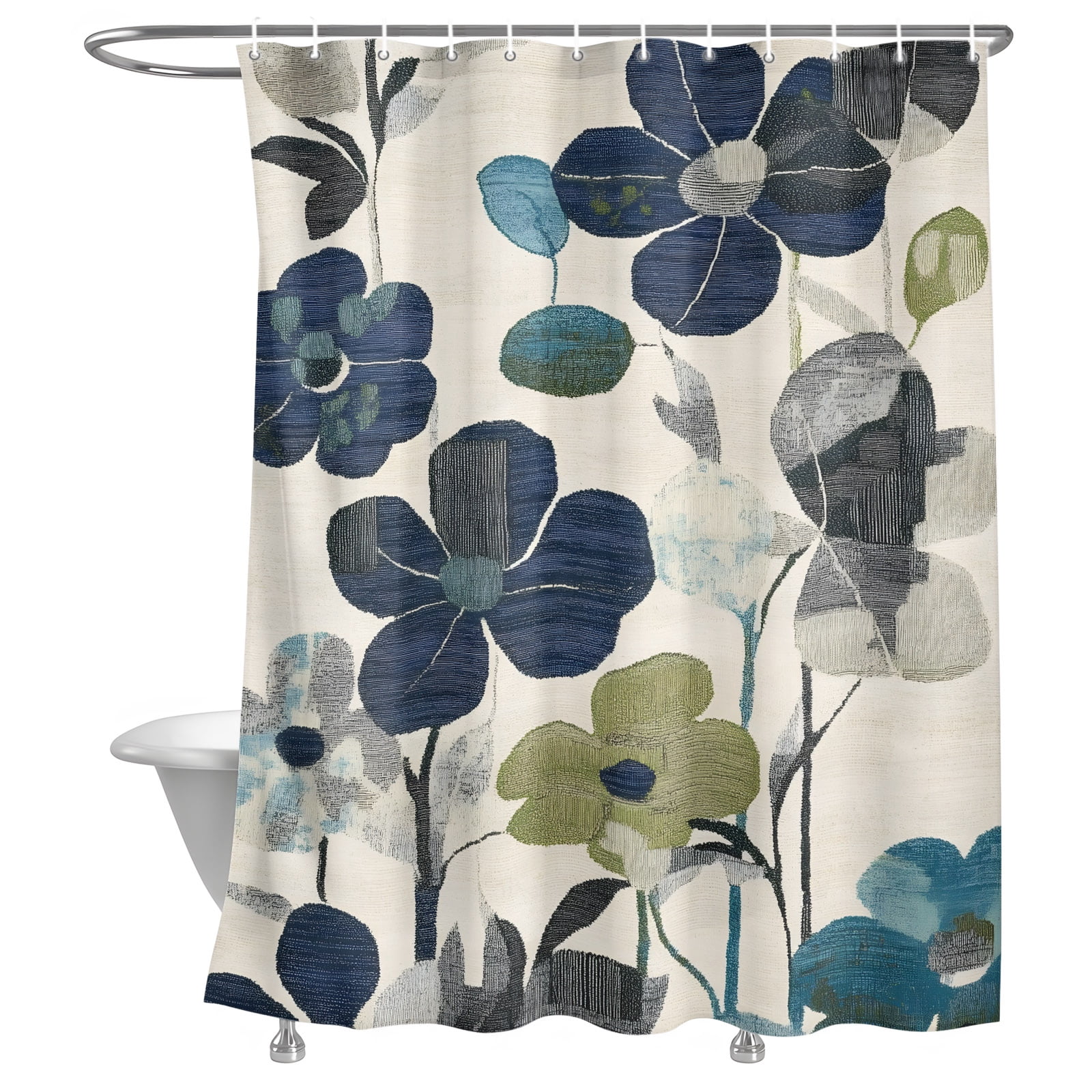 Bathroom Shower Curtain Country Flower Vintage Style Waterproof Shower ...