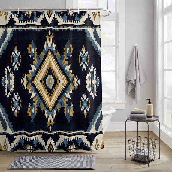 Bathroom Shower Curtain Ethnic Style Aztec Navaj Geometric Retro Pattern Waterproof Shower Curtains with Hooks, Abstract Art Bath Curtains Bathtub Curtain Home Decor 36x72in
