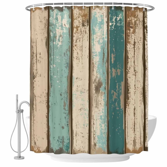 Bathroom Shower Curtain Farm Brown Wood Board Retro Waterproof Shower Curtains with Hooks, Farm Shabby Wood Grain Bath Curtains Bathtub Curtain Home Decor 60x72in