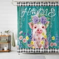 thumbnail image 1 of Bathroom Shower Curtain Farm Watercolor Flower Pink Pig Waterproof Shower Curtains with Hooks, Rustic Wood Grain Buffalo Bath Curtains Bathtub Curtain Home Decor 48x72in, 1 of 8