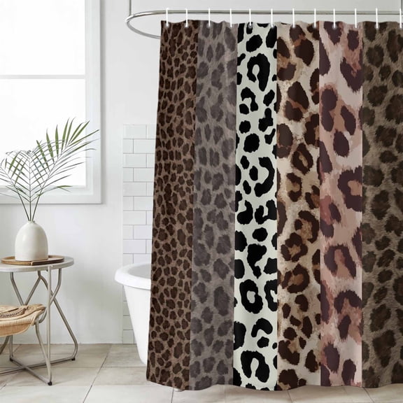 Bathroom Shower Curtain Farmhouse Leopard Texture Waterproof Shower Curtains with Hooks, Country Animal Printed Bath Curtains Bathtub Curtain Home Decor 36x72in
