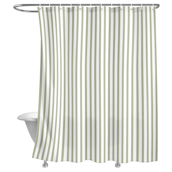 Bathroom Shower Curtain Farmhouse Sage Green Stripe Waterproof Shower Curtains with Hooks, Modern Vertical Line Bath Curtains Bathtub Curtain Home Decor 72x72in