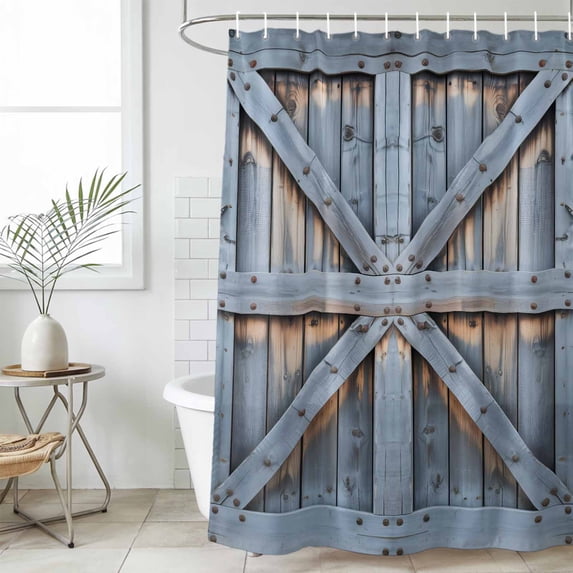 Bathroom Shower Curtain Farmhouse Wood Plank Waterproof Shower Curtains with Hooks, Country Retro Wooden Board Bath Curtains Bathtub Curtain Home Decor 36x72in