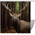 Bathroom Shower Curtain Forest Deers, Waterproof Fabric Shower Curtain