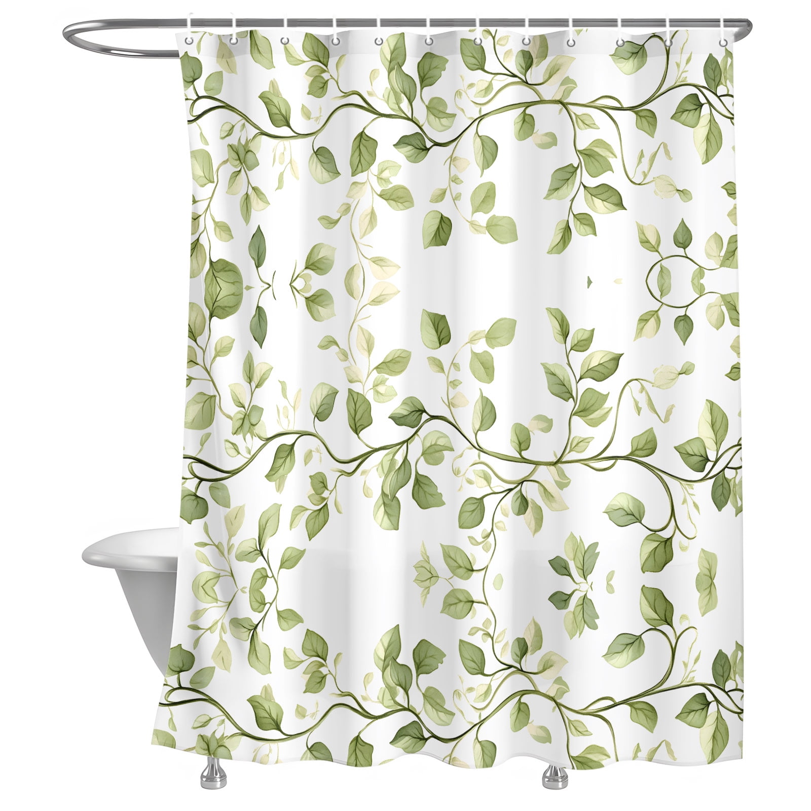 Bathroom Shower Curtain Garden Plant Leaves Waterproof Shower Curtains ...